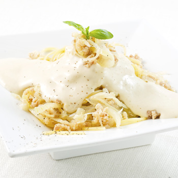 とりそぼろとビシソワーズの冷製パスタ