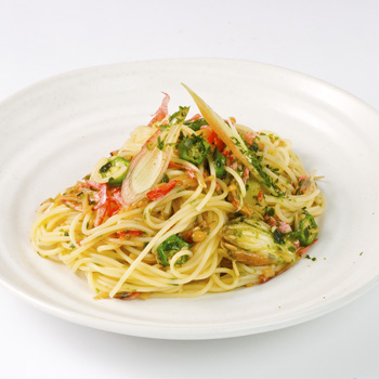 とりそぼろとビシソワーズの冷製パスタ